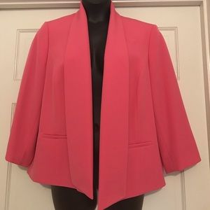 Kasper Plus Size Women's Shawl Collar 3/4 Sleeve Blazer Jacket, Pink 18W